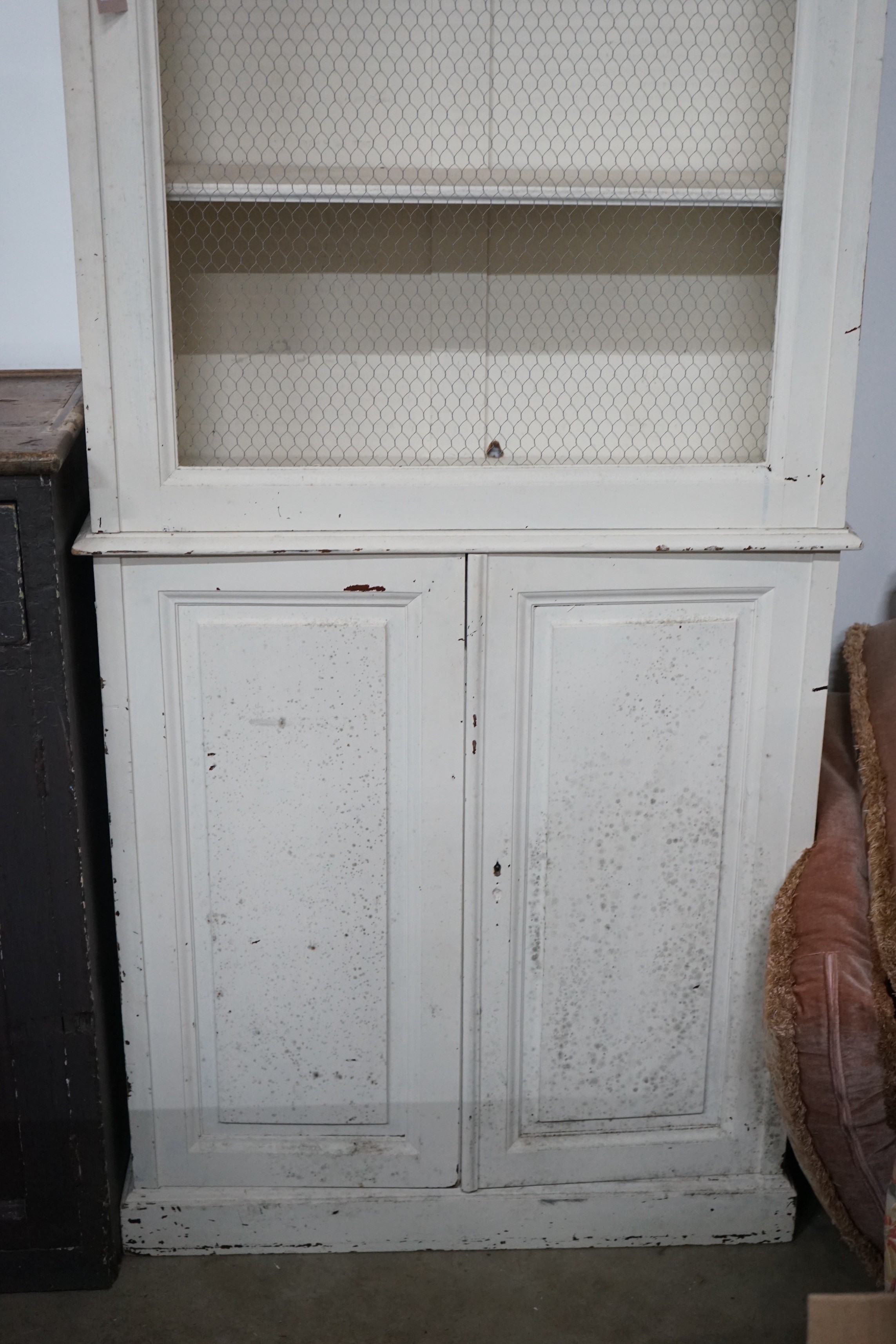 A painted side cabinet, width 83cm, depth 33cm, height 230cm